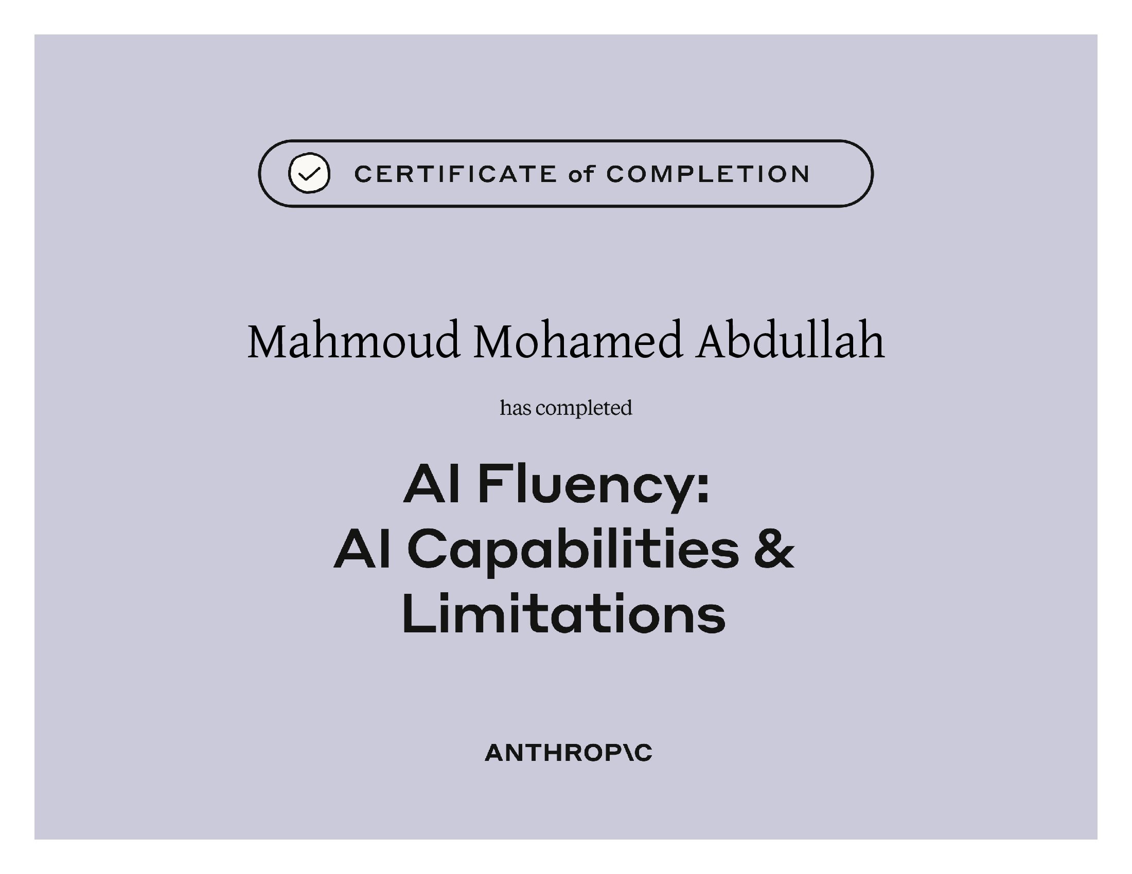 AI Capabilities and Limitations Certificate